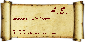 Antoni Sándor névjegykártya